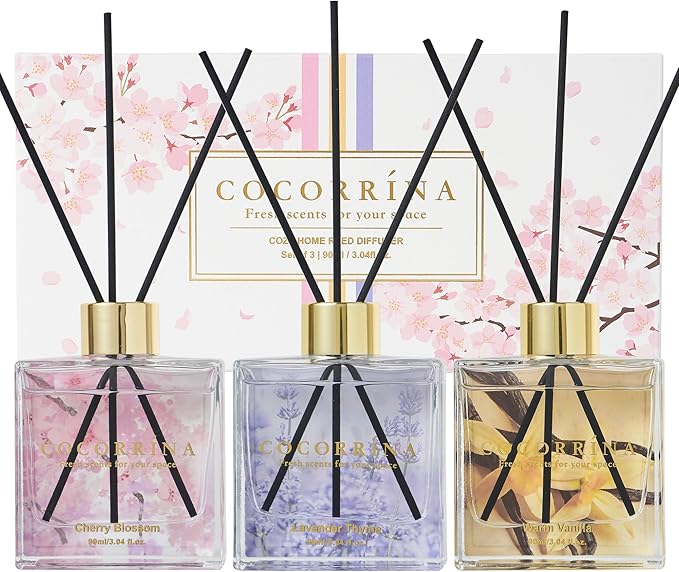Raumduft Set mit 3 Duftstäbchen Diffusoren - Natürlich & Langanhaltend