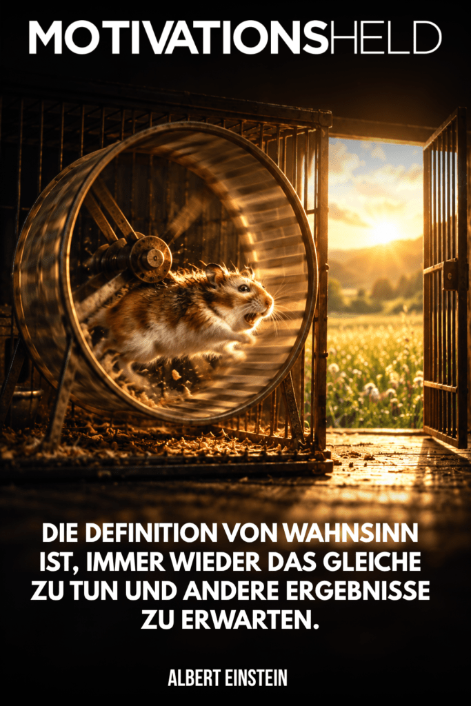 Einstein zugeschriebenes Zitat über Wahnsinn als Zitatbild: Die Definition von Wahnsinn ist, immer wieder das Gleiche zu tun und andere Ergebnisse zu erwarten.