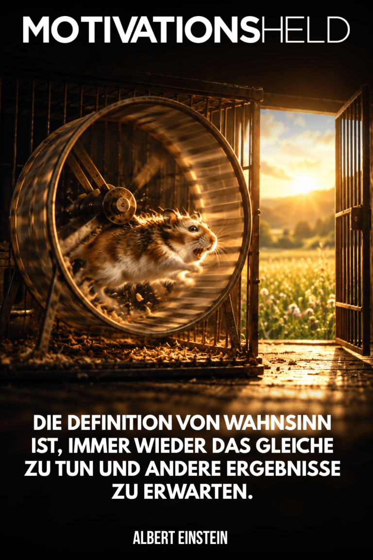 Einstein zugeschriebenes Zitat über Wahnsinn als Zitatbild: Die Definition von Wahnsinn ist, immer wieder das Gleiche zu tun und andere Ergebnisse zu erwarten.