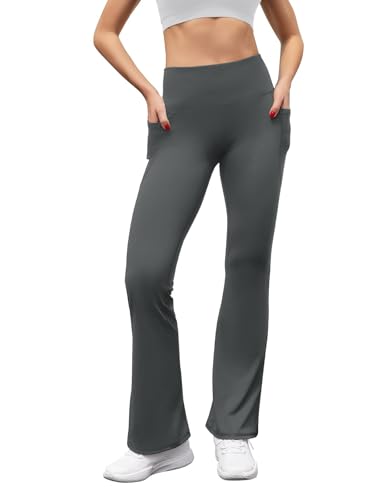 Glacspyg Damen Yogahose High Waist Bootcut mit Taschen