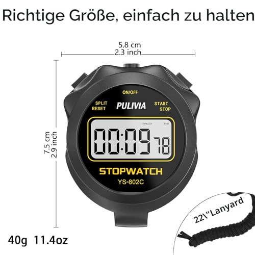 PULIVIA Digitale Stoppuhr für Training und Schwimmen