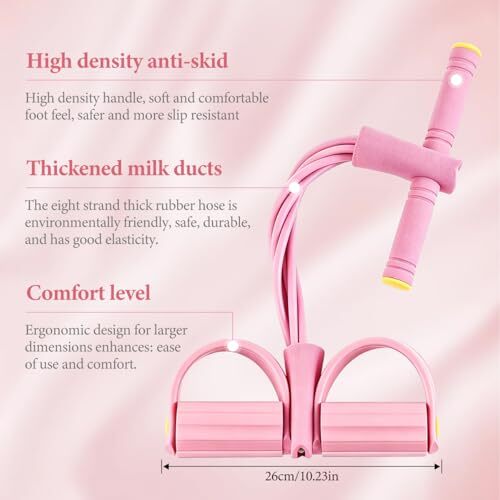 Pedal Zugseil Bauchtrainer mit 6-tlg Gummizugseil Rosa