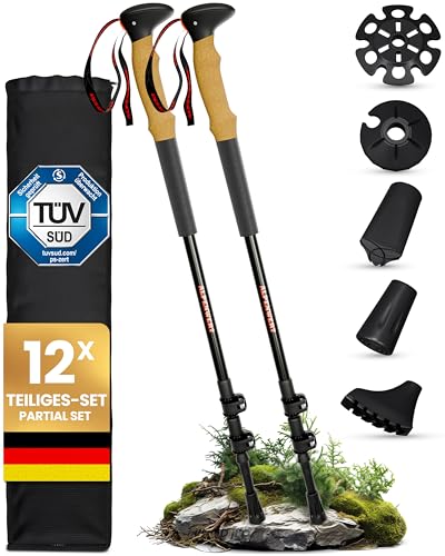 ALPENWERT Teleskop-Wanderstöcke Carbon Aluminium TÜV-geprüft