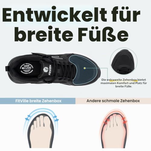 FitVille Laufschuhe Herren Extra Weit mit Klettverschluss