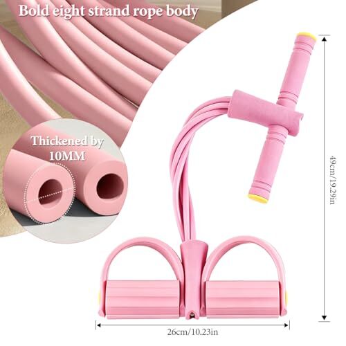 Pedal Zugseil Bauchtrainer mit 6-tlg Gummizugseil Rosa