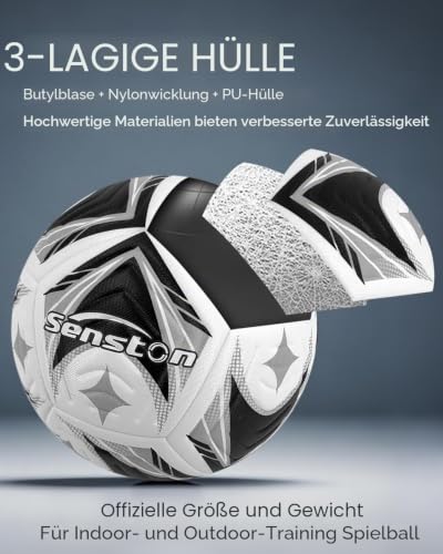 Senston Fussball mit Pumpe Größe 4/5 für Training
