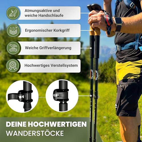 ALPENWERT Teleskop-Wanderstöcke Carbon Aluminium TÜV-geprüft
