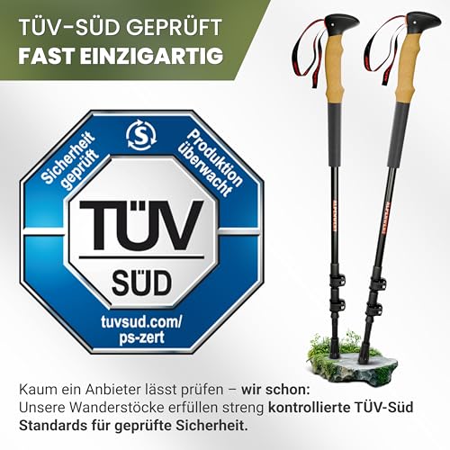 ALPENWERT Teleskop-Wanderstöcke Carbon Aluminium TÜV-geprüft