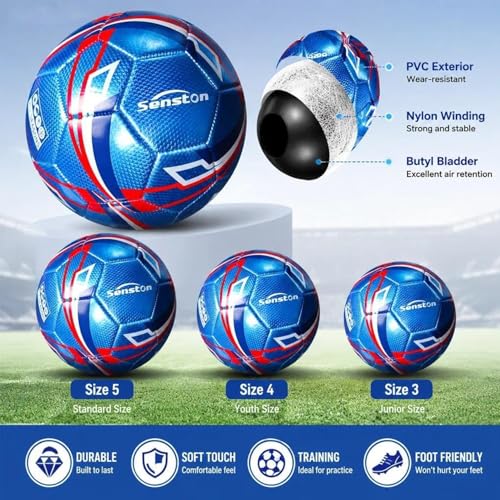 Senston Fußball mit Pumpe Größe 4/5 Soft-Touch