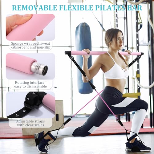 Pilates Bar Set mit 6 Widerstandsbaendern fuer Home Gym