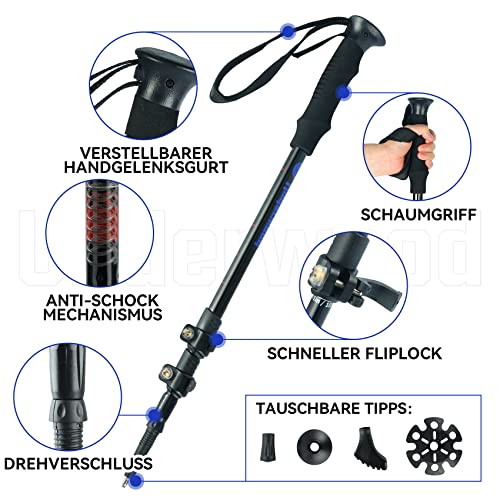 Nordic Walking Stöcke teleskopierbar 60-135 cm Aluminium