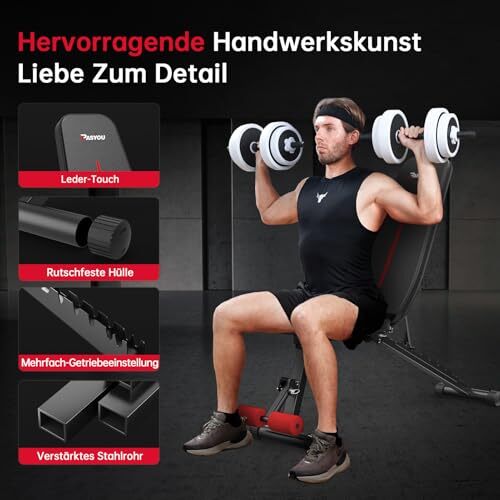 PASYOU Hantelbank klappbar 10-fach verstellbar mit 90° Funktion