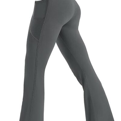 Glacspyg Damen Yogahose High Waist Bootcut mit Taschen