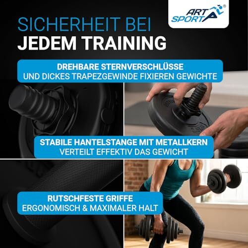 ArtSport Hantelset 20-40 kg mit 2 Kurzhanteln und Gewichten