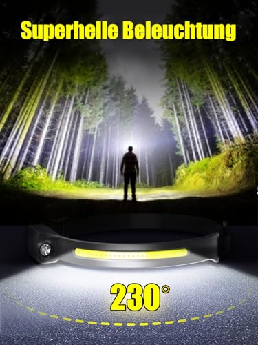 UNBON LED Stirnlampe wiederaufladbar mit Bewegungssensor