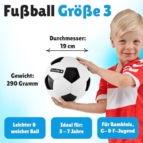 Fußball Größe 3 für Kinder 3-7 Jahre schwarz-weiß 290g