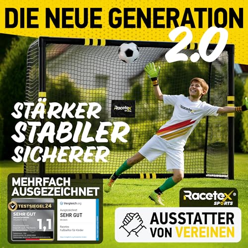 Racetex Fußballtor für Garten mit Polsterung und Erdankern
