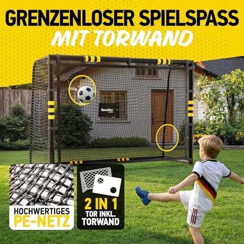 Racetex Fußballtor für Garten mit Polsterung und Erdankern