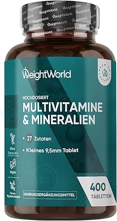 WeightWorld Multivitamin - 400 vegane Tabletten, 27 Vitalstoffe