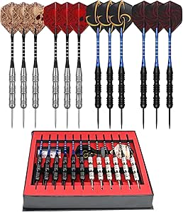 12 Profi Steeldarts mit Metallspitze – Komplett-Set für Einsteiger