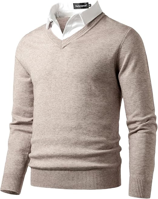 Herren 2-in-1 Strickpullover mit Mock-Hemden-Kragen