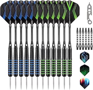 Grebarley Profi Steeldarts Set 12 Dartpfeile Metallspitze Aluminium