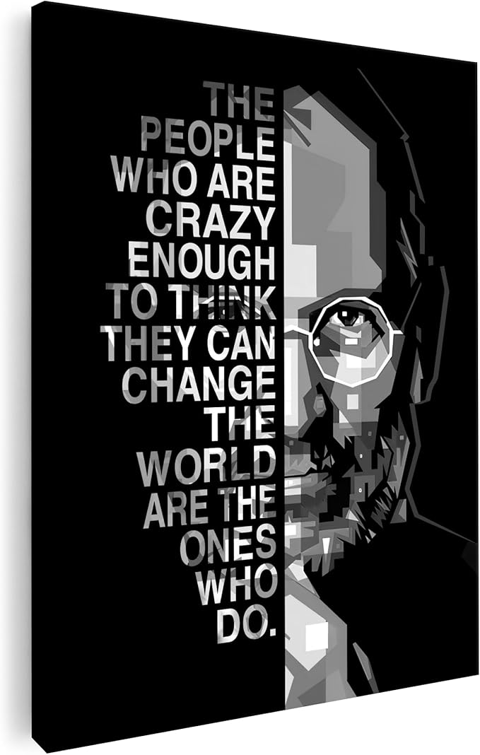 Steve Jobs Motivationsbild Schwarz-Weiß XXL Leinwand