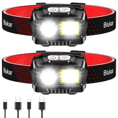 Blukar LED Stirnlampe 2000L mit 8 Modi und Sensor 2er Set